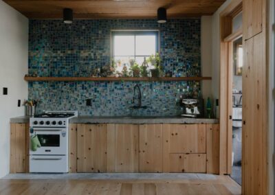 cocoon tranquila blue tile kitchen