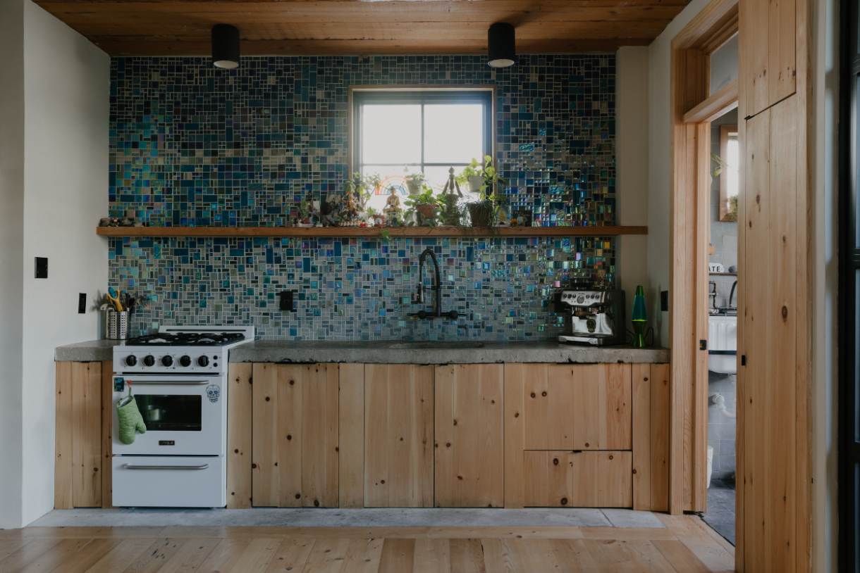cocoon tranquila blue tile kitchen