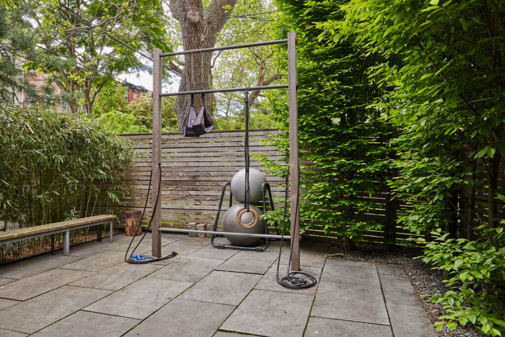 casa escondida outdoor fitness area with weights