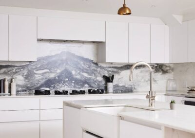 cocoon casa strand white stained marble kitchen details closeup